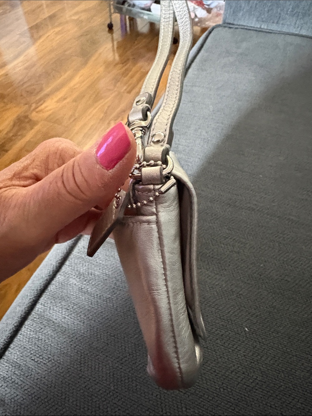 Coach Metallic Silver Wristlet Clutch - Picture 10 of 13